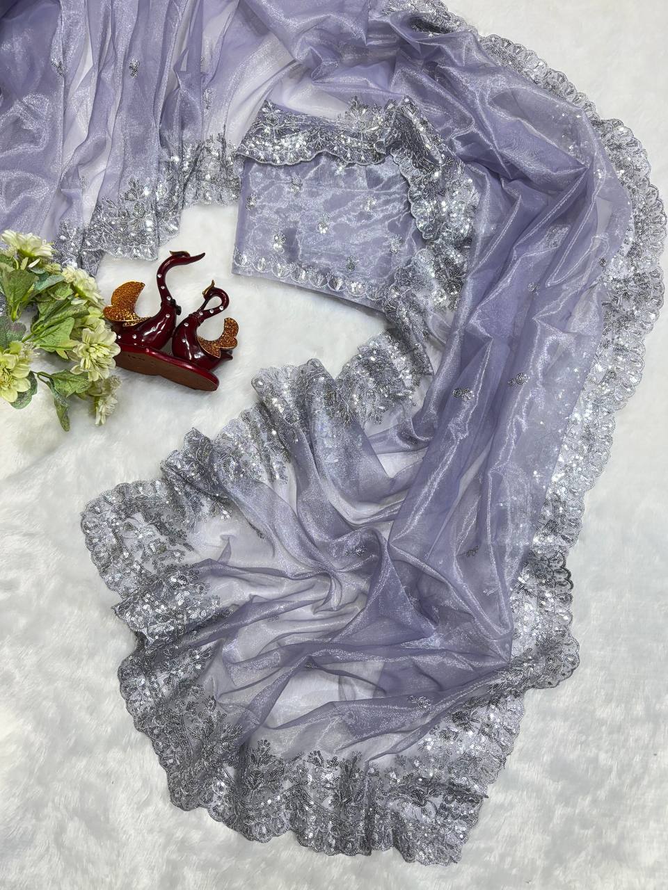 New Designer Twill Net Saree