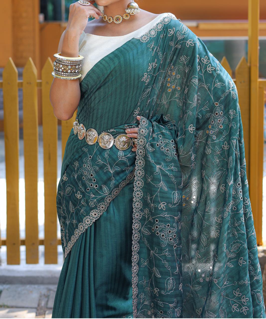Pure Soft Silk Saree With Beautiful Thread Handwork